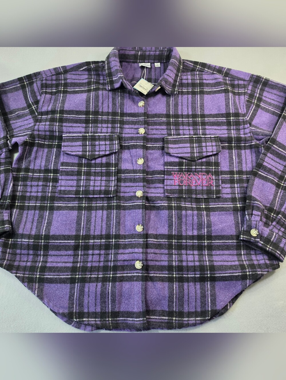 Forever 21 Purple & Black Plaid Flannel Button-Down Shirt